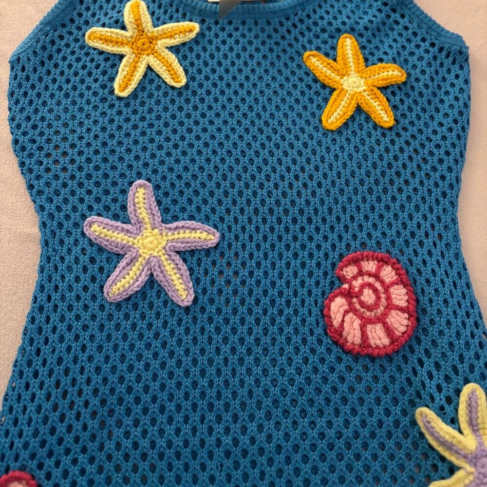 Neiman Marcus Crochet Beach Seashell Starfish Summer Cover Up - Picture 5 of 7